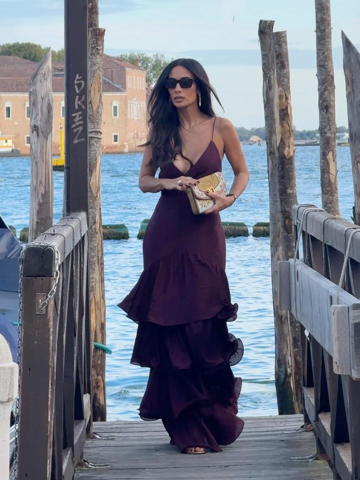 Elmira Burgundy Tiered Maxi Dress