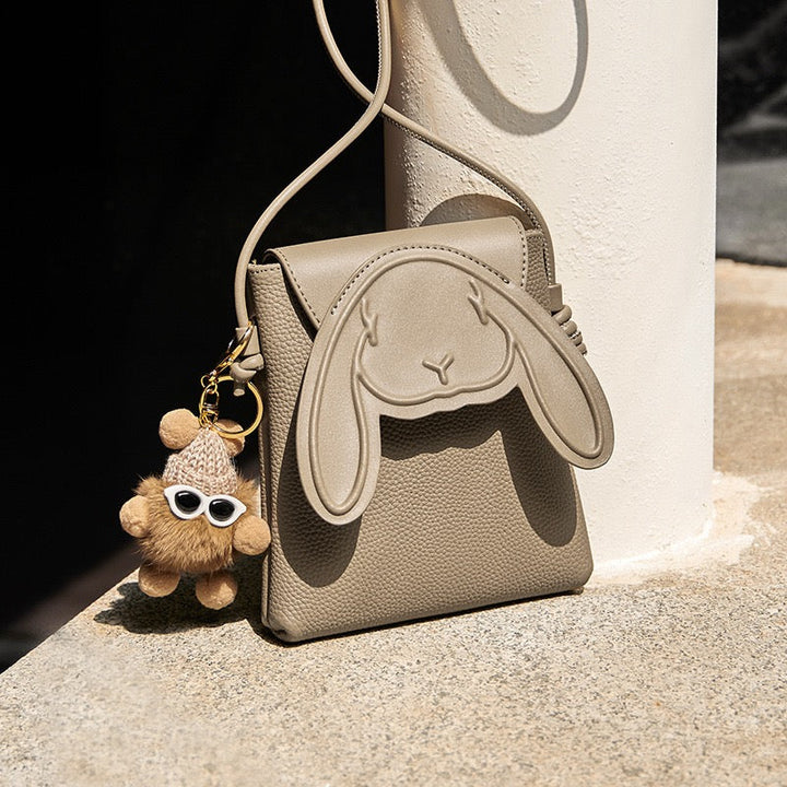 Rabbit Genuine Leather Mini Crossbody Phone Bag